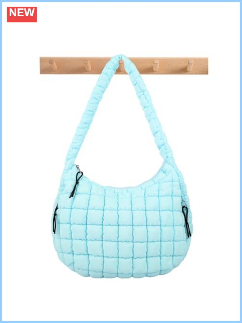 Quilted Puffer Tote Bag Nylon Hobo Crossbody Shoulder Bag with Zipper